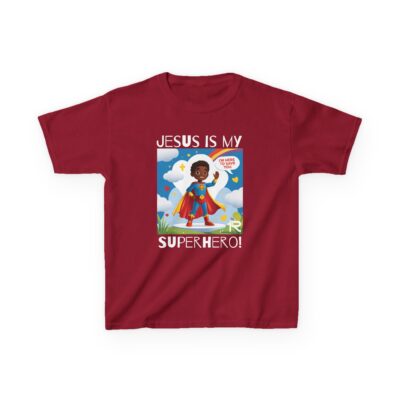 Jesus Is My Superhero! Kids Tee - Blk. Supe, Wht. Lettering - Image 39