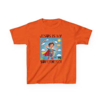 Jesus Is My Superhero! Kids Tee - Wht. Supe, Blk. Lettering - Image 13