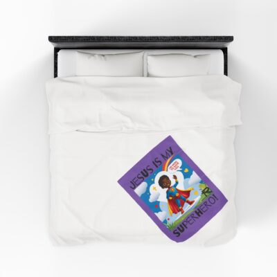 Jesus is my Superhero! Kid's Blanket - Purple, Blk. Lettering, Black Supe - Image 14