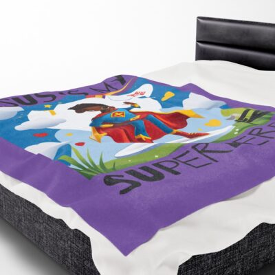 Jesus is my Superhero! Kid's Blanket - Purple, Blk. Lettering, Black Supe - Image 6