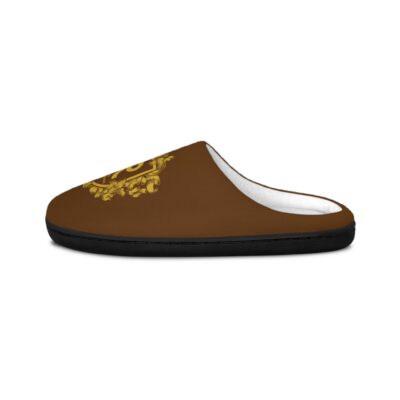 Reverence Christian Apparel Shield Men's Indoor Slippers - Brown, Gold Lettering - Image 4