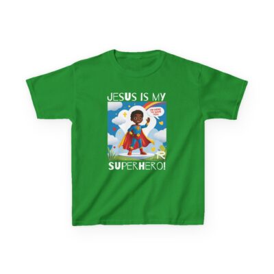 Jesus Is My Superhero! Kids Tee - Blk. Supe, Wht. Lettering - Image 25