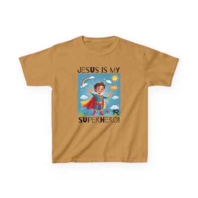 Jesus Is My Superhero! Kids Tee - Wht. Supe, Blk. Lettering - Image 11