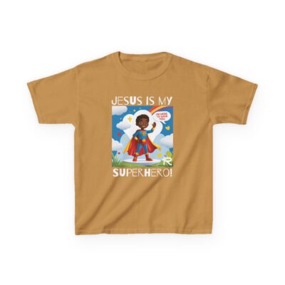 Jesus Is My Superhero! Kids Tee - Blk. Supe, Wht. Lettering - Image 7