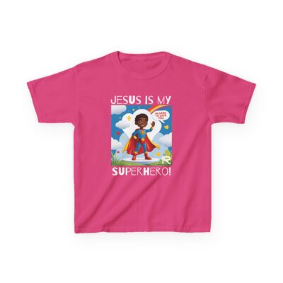 Jesus Is My Superhero! Kids Tee - Blk. Supe, Wht. Lettering - Image 15