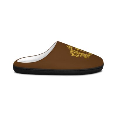 Reverence Christian Apparel Shield Men's Indoor Slippers - Brown, Gold Lettering - Image 2