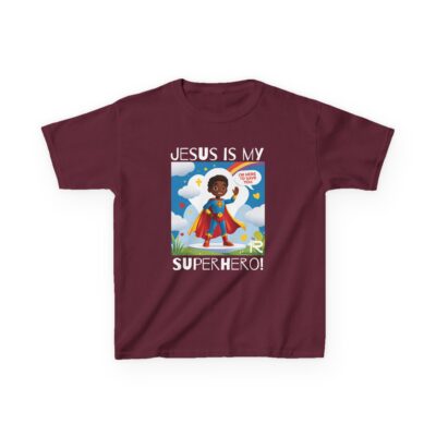 Jesus Is My Superhero! Kids Tee - Blk. Supe, Wht. Lettering - Image 21