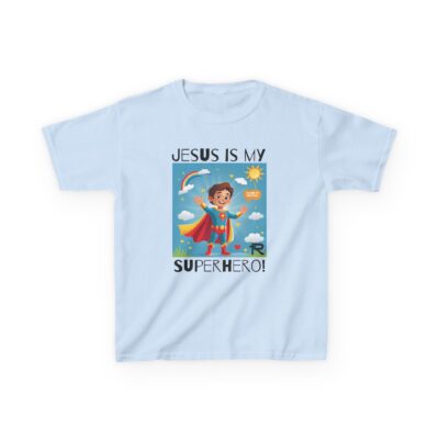 Jesus Is My Superhero! Kids Tee - Wht. Supe, Blk. Lettering - Image 21