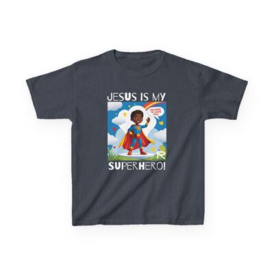 Jesus Is My Superhero! Kids Tee - Blk. Supe, Wht. Lettering - Image 35