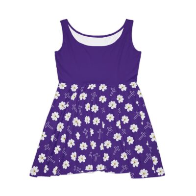 Holy Floral Women's Skater Dress - Royal Purple