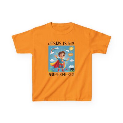 Jesus Is My Superhero! Kids Tee - Wht. Supe, Blk. Lettering - Image 9