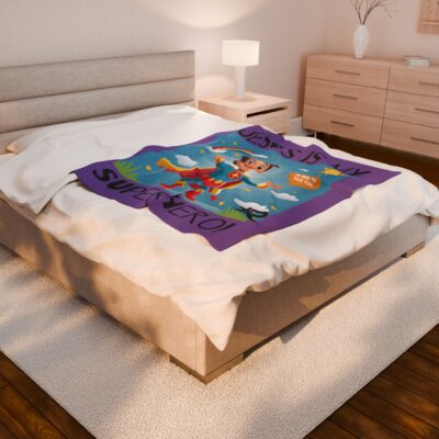 Jesus is my Superhero! Kid's Blanket - Purple, Blk. Lettering, White Supe - Image 17