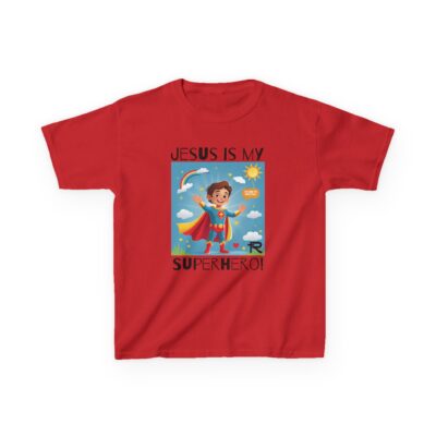 Jesus Is My Superhero! Kids Tee - Wht. Supe, Blk. Lettering - Image 29