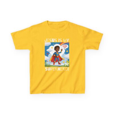 Jesus Is My Superhero! Kids Tee - Blk. Supe, Wht. Lettering - Image 11