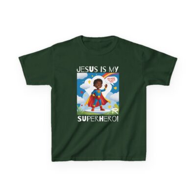 Jesus Is My Superhero! Kids Tee - Blk. Supe, Wht. Lettering - Image 23