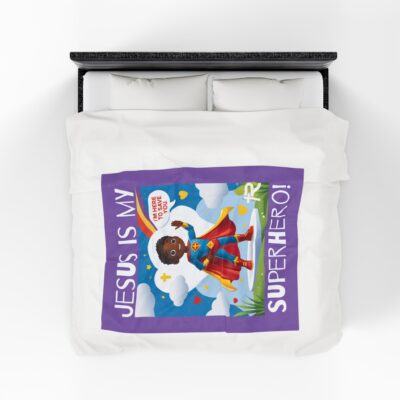 Jesus is my Superhero! Kids Blanket - Purple, Wht. Lettering, Black Supe - Image 21
