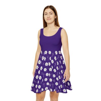 Holy Floral Women's Skater Dress - Royal Purple - Image 3