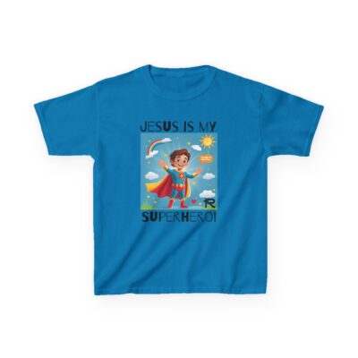 Jesus Is My Superhero! Kids Tee - Wht. Supe, Blk. Lettering - Image 23