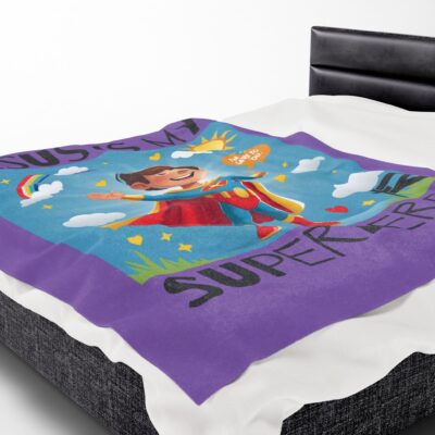 Jesus is my Superhero! Kid's Blanket - Purple, Blk. Lettering, White Supe - Image 6