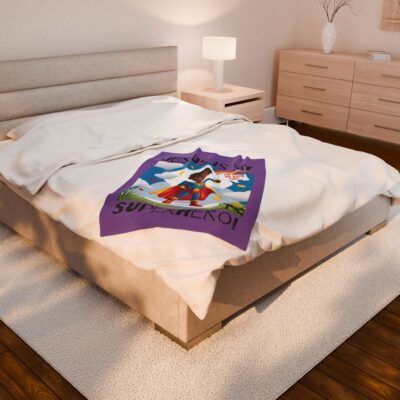 Jesus is my Superhero! Kid's Blanket - Purple, Blk. Lettering, Black Supe - Image 10