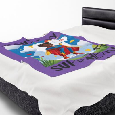 Jesus is my Superhero! Kid's Blanket - Purple, Blk. Lettering, Black Supe - Image 20