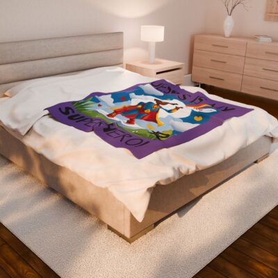 Jesus is my Superhero! Kid's Blanket - Purple, Blk. Lettering, Black Supe - Image 17