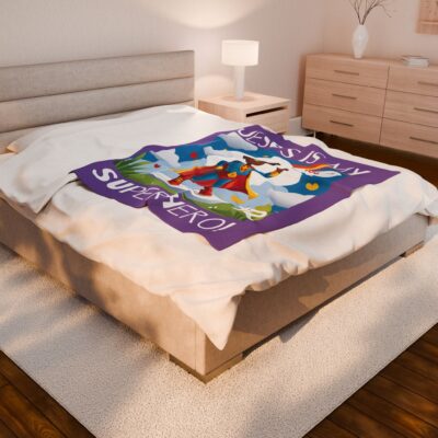 Jesus is my Superhero! Kids Blanket - Purple, Wht. Lettering, Black Supe - Image 17