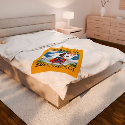 Jesus is my Superhero! Kid's Blanket - Yellow, Blk. Lettering, Black Supe - Image 10