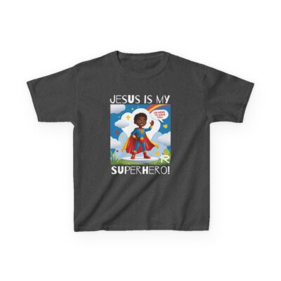 Jesus Is My Superhero! Kids Tee - Blk. Supe, Wht. Lettering - Image 27