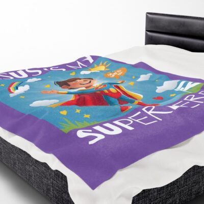 Jesus is my Superhero! Kid's Blanket - Purple, Wht. Lettering, White Supe - Image 6