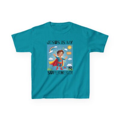 Jesus Is My Superhero! Kids Tee - Wht. Supe, Blk. Lettering - Image 19