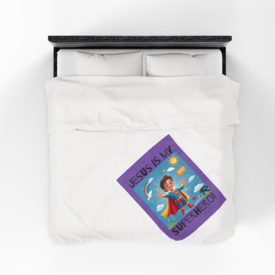 Jesus is my Superhero! Kid's Blanket - Purple, Blk. Lettering, White Supe - Image 14