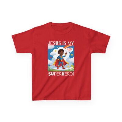 Jesus Is My Superhero! Kids Tee - Blk. Supe, Wht. Lettering - Image 17