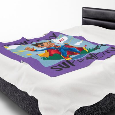 Jesus is my Superhero! Kid's Blanket - Purple, Blk. Lettering, Hispanic Supe - Image 20
