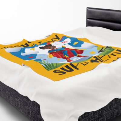 Jesus is my Superhero! Kid's Blanket - Yellow, Blk. Lettering, Black Supe - Image 20