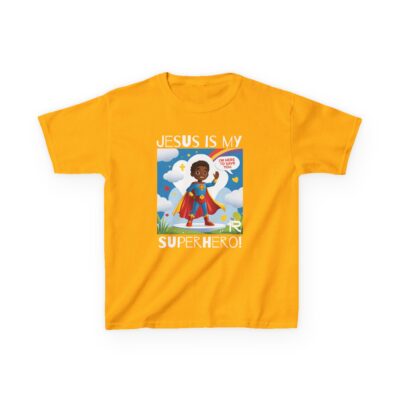 Jesus Is My Superhero! Kids Tee - Blk. Supe, Wht. Lettering - Image 5
