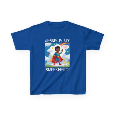 Jesus Is My Superhero! Kids Tee - Blk. Supe, Wht. Lettering - Image 31